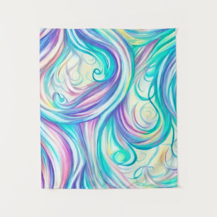 Blue Waves Twirls and Swirls Pattern Tapestry