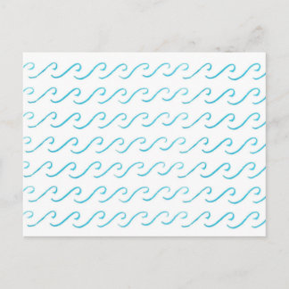 Blue Waves Watercolor Pattern Simple Postcard
