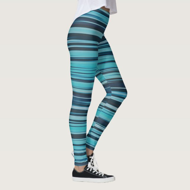 Blue Wavey Stripes Leggings (Right)