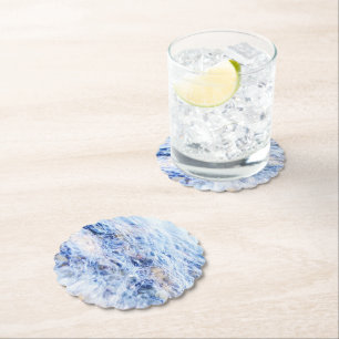 Blue waving water paper coaster