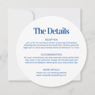 Blue Wavy Cabana Stripes Wedding Enclosure Card