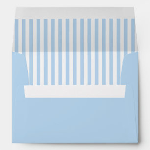 Blue Wavy Cabana Stripes Wedding Envelope