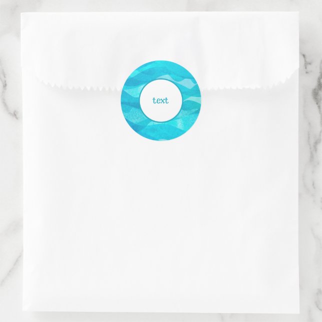 Blue wavy coastal/beach classic round sticker (Bag)