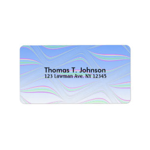 Blue Wavy Fractal Art Label