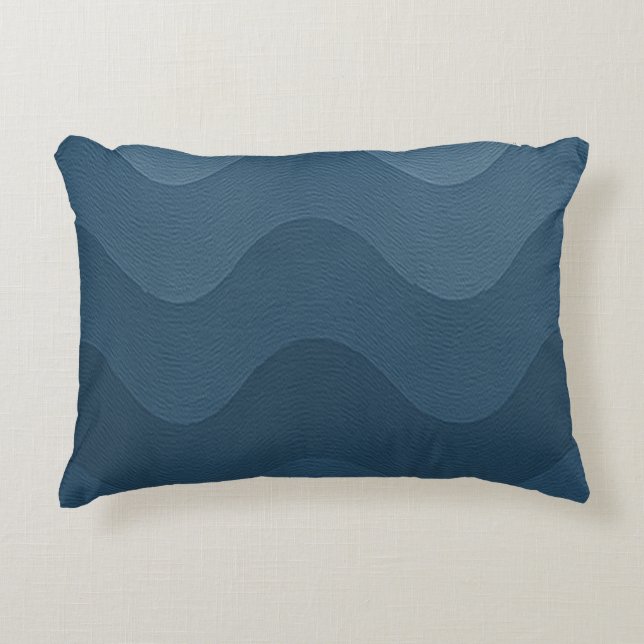 Blue Wavy-Inspired Pattern Decorative Cushion (Front)
