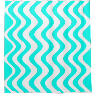Blue wavy Lines Shower Curtain