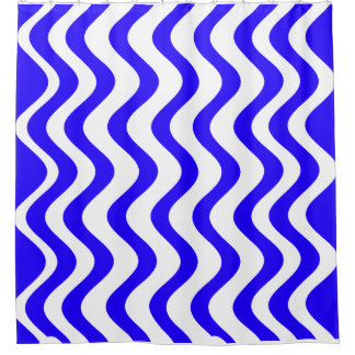 Blue wavy Lines Shower Curtain