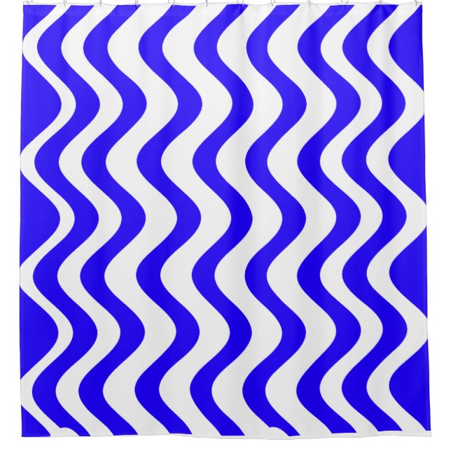 Blue wavy Lines Shower Curtain (Front)