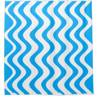 Blue wavy Lines Shower Curtain
