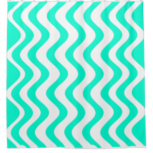 Blue wavy Lines Shower Curtain