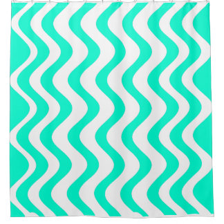 Blue wavy Lines Shower Curtain
