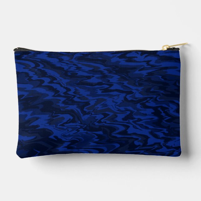 Blue Wavy Liquid Water Pattern Accessory Pouch (Back)