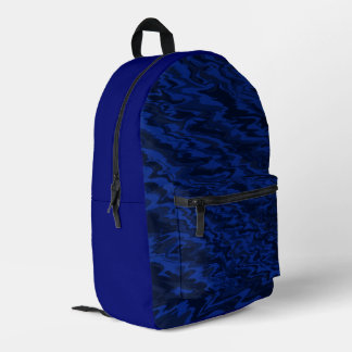 Blue Wavy Liquid Water Pattern Printed Backpack