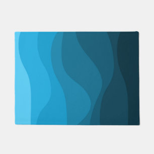 Blue wavy ocean retro style waves design doormat