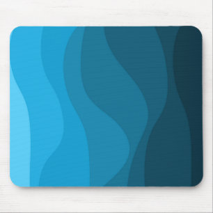 Blue wavy ocean retro style waves design mouse mat