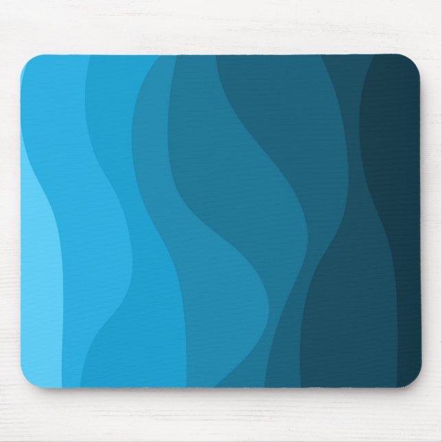 Blue wavy ocean retro style waves design mouse mat (Front)