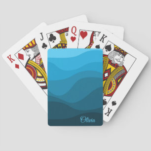 Blue wavy ocean retro style waves design playing cards