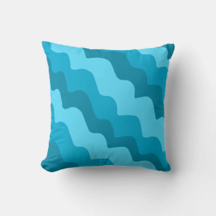Blue wavy ocean waves gradient  cushion