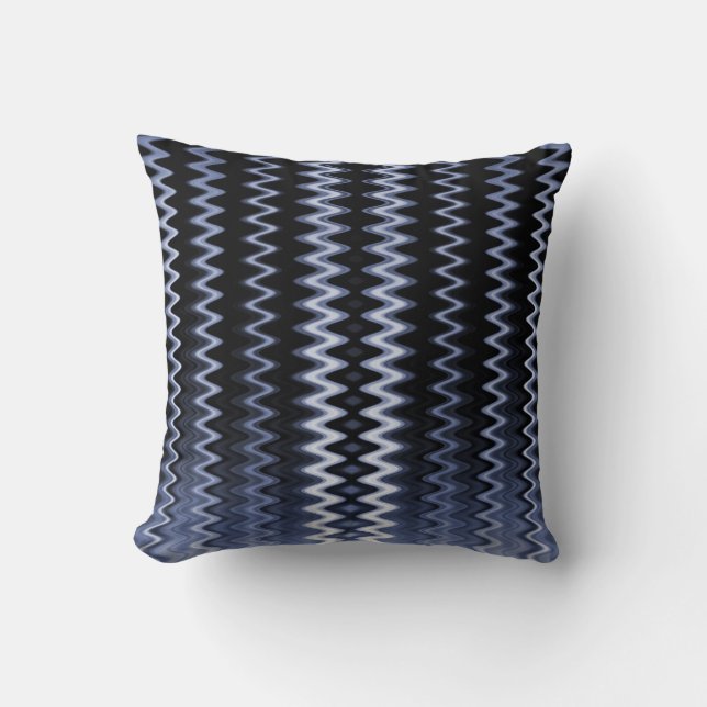 Blue Wavy Pattern Accent Pillow (Front)
