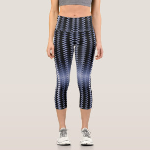 Blue Wavy Pattern Accent Pillow Capri Leggings