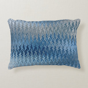 Blue Wavy Pattern Decorative Cushion