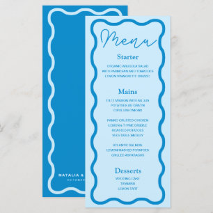 Blue Wavy Retro Wedding Menu
