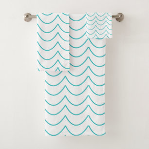 Blue Wavy Stripes Bath Towel Set