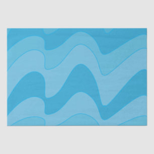 Blue Wavy Stripes Pattern Tissue Paper