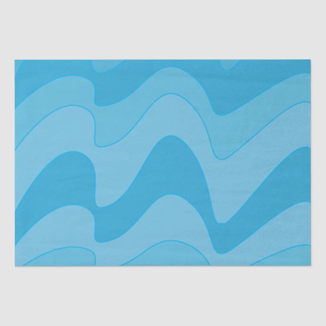 Blue Wavy Stripes Pattern Tissue Paper (Front)
