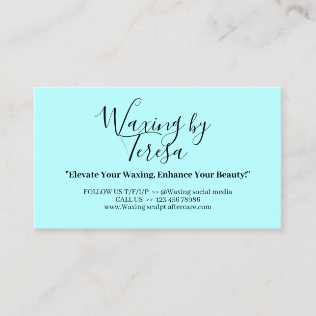 Blue Waxing aftercare twelve instruction Business Card (Front)
