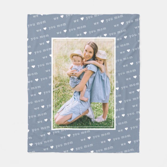 Blue We Love You Mum Photo Keepsake Fleece Blanket (Front)