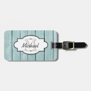 Blue Weathered Wood Luggage Tag