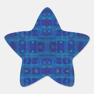 Blue weave, abstract geometric pattern, hand drawn star sticker