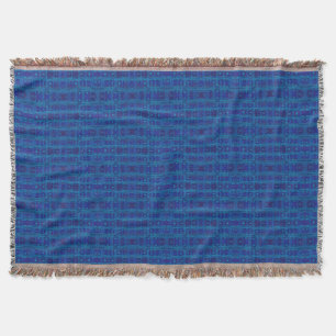Blue weave, abstract geometric pattern, hand drawn throw blanket