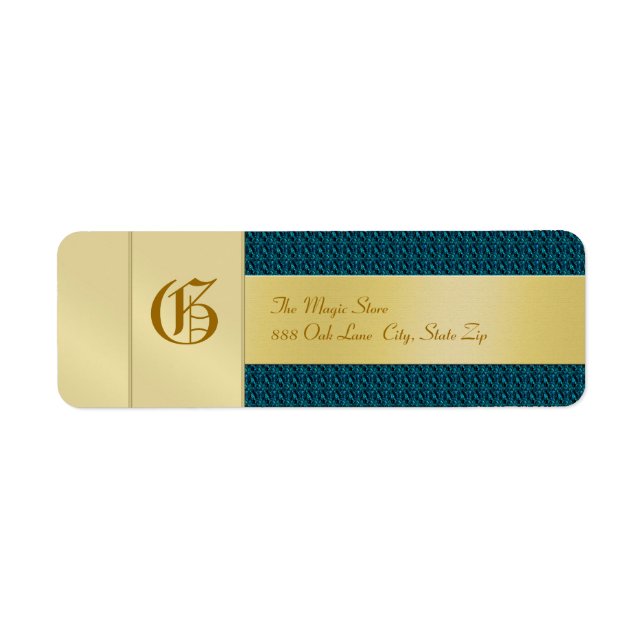 Blue Weave Monogram  Business Address Label (Front)