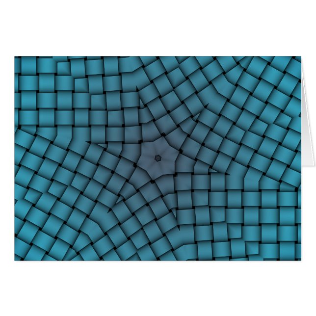 Blue Weave Star Pattern Christmas Holiday Greeting (Front Horizontal)