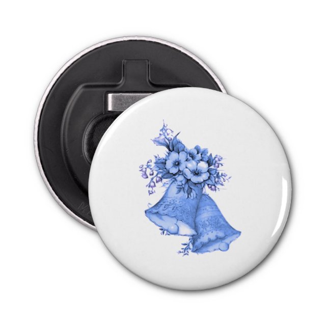 Blue Wedding Bells Bottle Opener (Front)