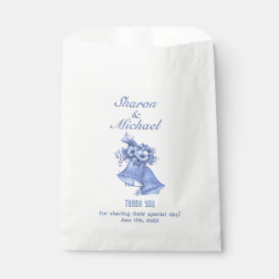 Blue Wedding Bells Favour Bag Names and Date