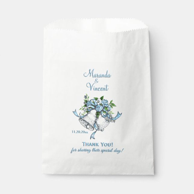 Blue Wedding Bells Favour Bags (Front)