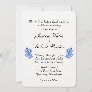 Blue Wedding Bells Invitation 5" x 7"
