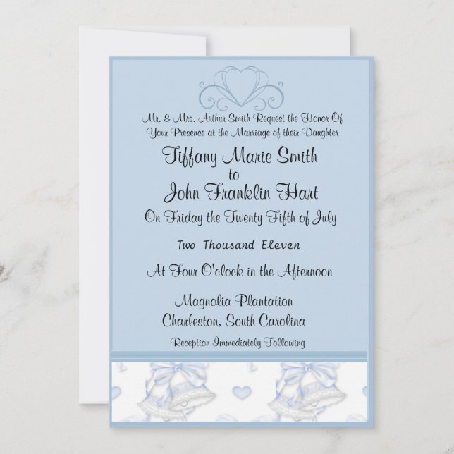 Blue Wedding Bells  Invitations (Front)
