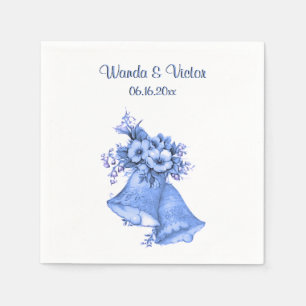 Blue Wedding Bells Personalised Napkin