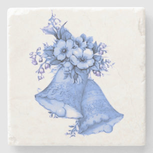 Blue Wedding Bells Stone Coaster