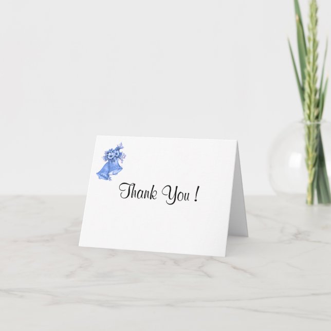 Blue Wedding Bells Thank You Card (Front)