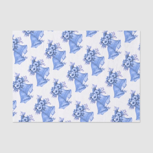 Blue Wedding Bells Tissue Paper (Front)