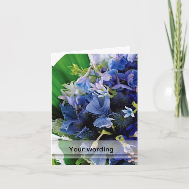 BLUE WEDDING BOUQUET NOTECARDS (Front)