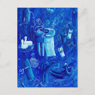 Blue Wedding Contemporary Art Painting Postcard