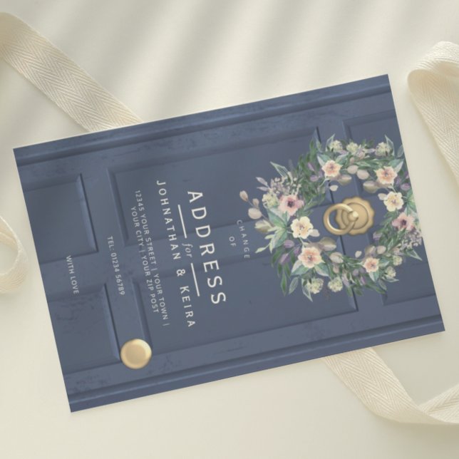Blue wedding door CHANGE OF ADDRESS Invitation (Creator Uploaded)