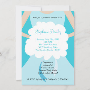 Blue Wedding Dress Bridal Shower Invitation
