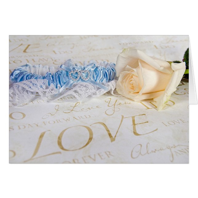 Blue Wedding Garter and Rose (Front Horizontal)